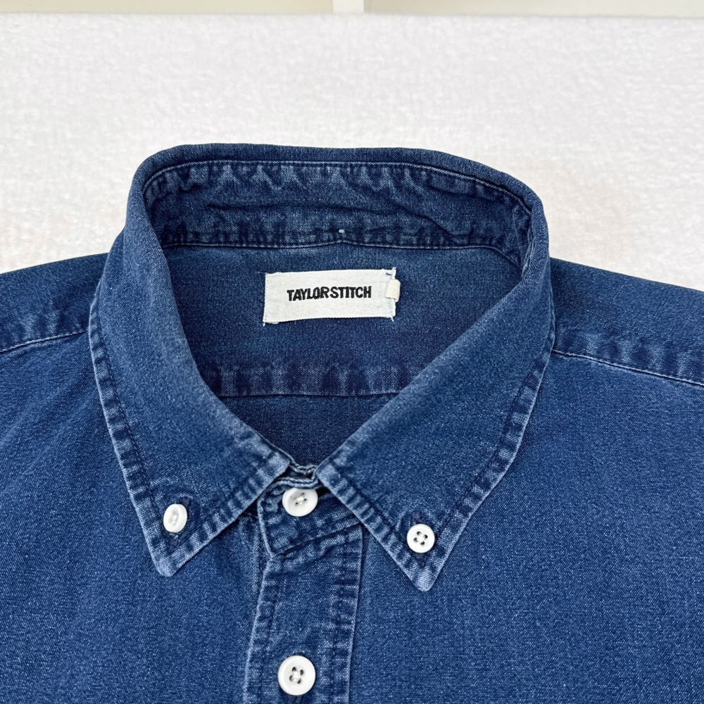 Taylor Stitch Denim Button Down Shirt Mens Size 44 / XL Indigo Blue Casual - Picture 3 of 10